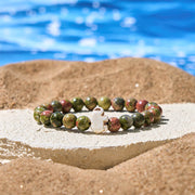 Buddha Stones Natural Various Stones Elephant Spiritual Strength Bracelet - Unakite(Wrist Circumference: 15-18cm) - image 25