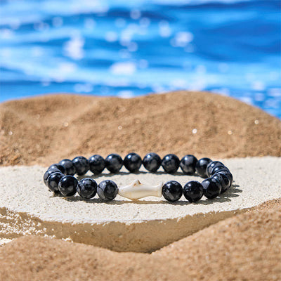 FREE Today: Positivity and Wisdom Natural Agate Stone Shark Bracelet - Gray Agate(Wrist Circumference: 15-18cm) - image 0