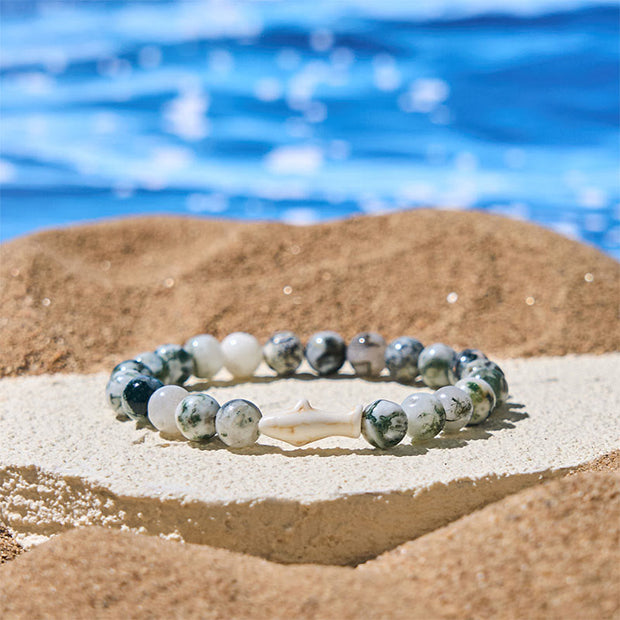Buddha Stones Natural Agate Stone Shark Wisdom Bracelet - Green Agate(Wrist Circumference: 15-18cm) - image 11