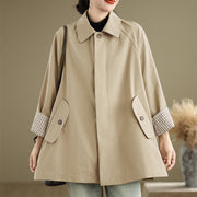 Buddha Stones Plain Patched Women's Long Sleeve Cargo Cotton Jacket With Pocket - image 14