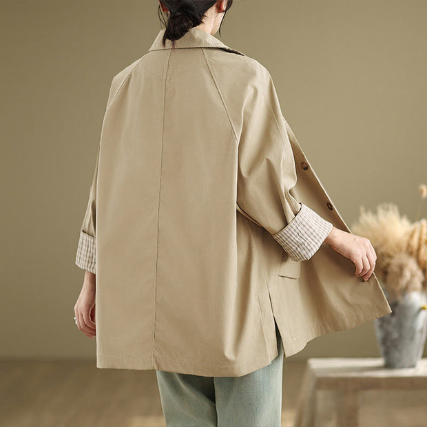 Buddha Stones Plain Patched Women's Long Sleeve Cargo Cotton Jacket With Pocket - image 11
