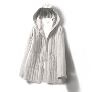 Buddha Stones Cord Design Quilting Women's Long Sleeve Cotton Hoodie Jacket With Pocket - WhiteSmoke - US8-10，UK/AU12-14，EU40-42 (2XL) - image 15