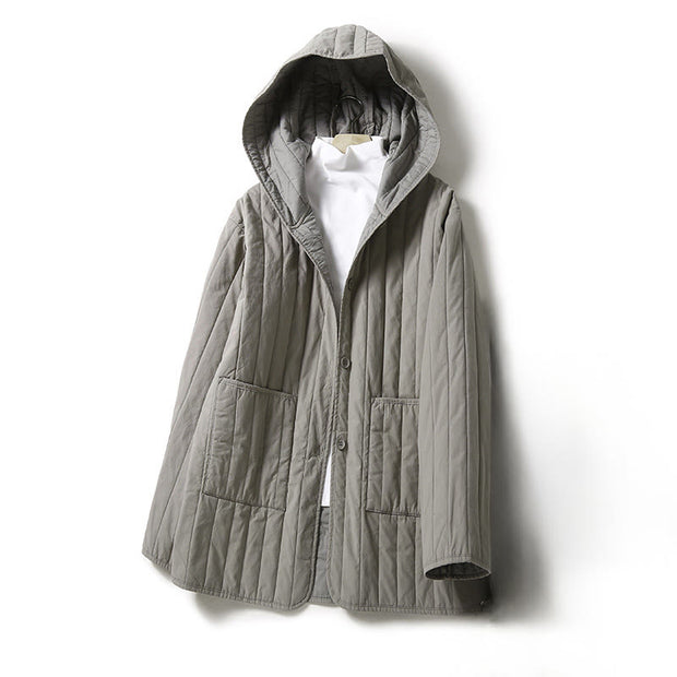 Buddha Stones Cord Design Quilting Women's Long Sleeve Cotton Hoodie Jacket With Pocket - DarkGray - US8-10，UK/AU12-14，EU40-42 (2XL) - image 6