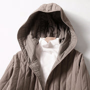 Buddha Stones Cord Design Quilting Women's Long Sleeve Cotton Hoodie Jacket With Pocket - image 1