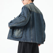 Buddha Stones Denim Button Design Men's Cotton Long Sleeve Jacket With Pockets - image 22