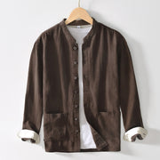 Buddha Stones Fall Solid Long Sleeve Buttons Men's Ramie Cotton Shirt With Pockets - Sienna - US/UK/AU42，EU52 (3XL) - image 10