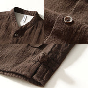 Buddha Stones Fall Solid Long Sleeve Buttons Men's Ramie Cotton Shirt With Pockets - image 16