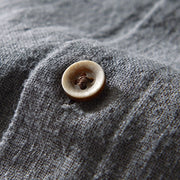 Buddha Stones Fall Solid Long Sleeve Buttons Men's Ramie Cotton Shirt With Pockets - image 20