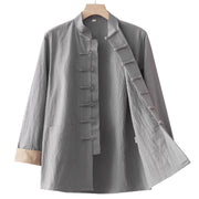 Buddha Stones Solid Long Sleeve Frog-Button Design Cotton Men's Shirt - image 12