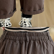 Buddha Stones Casual 7-8 Length Buttons Women's Cotton Polyester Harem Pants With Pockets - image 8