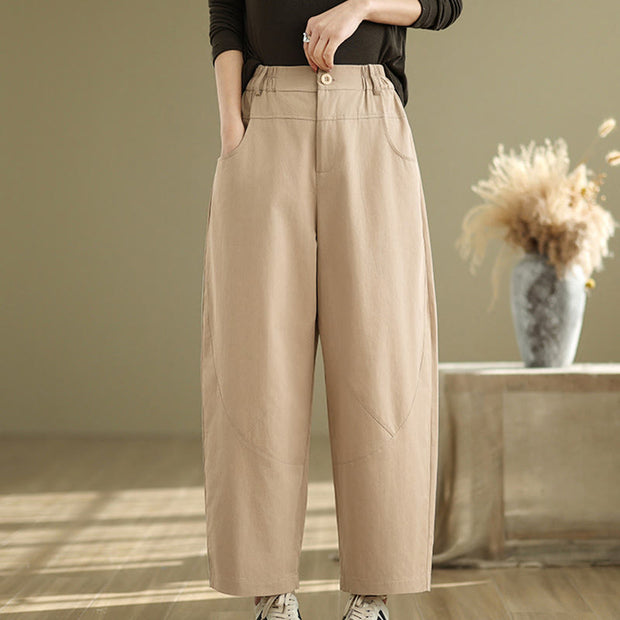Buddha Stones Casual 7-8 Length Buttons Women's Cotton Polyester Harem Pants With Pockets - image 10