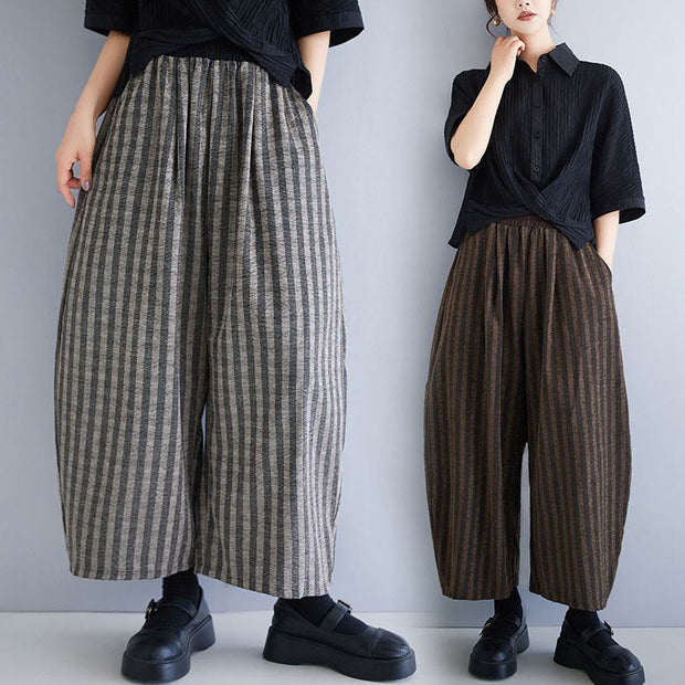 Buddha Stones Casual 7-8 Length Corduroy Stripes Women's Polyester Wide Leg Pants With Pockets - image 0