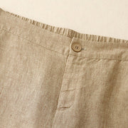 Buddha Stones Casual Plain Women's Cotton Linen Elastic Waist  Wide Leg Pants With Pockets - image 8