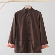 Buddha Stones Solid Embroidered Waves Long Sleeve Frog-Button Cotton Linen Men's Shirt - Sienna - US/UK/AU44，EU54 (4XL) - image 11