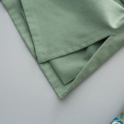 Buddha Stones Solid Embroidered Waves Long Sleeve Frog-Button Cotton Linen Men's Shirt - image 6