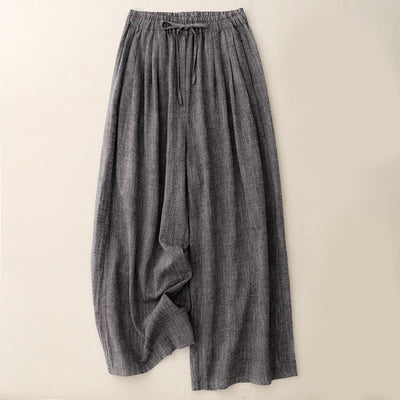 Buddha Stones Casual Textured Fabrics Women's Polyester Wide Leg Pants With Pockets - DimGray - US8-10，UK/AU12-14，EU40-42 (2XL) - image 0