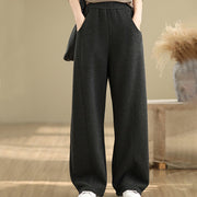 Buddha Stones Casual Thickening Women's Polyester Straight Leg Pants With Pockets - Black - US8-10，UK/AU12-14，EU40-42 (2XL) - image 0