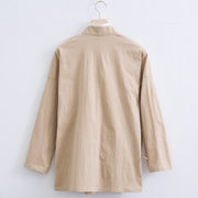 Buddha Stones Vintage Solid Long Sleeve Lace-up Design Cotton Linen Men's Shirt - image 9