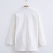 Buddha Stones Vintage Solid Long Sleeve Lace-up Design Cotton Linen Men's Shirt - image 1