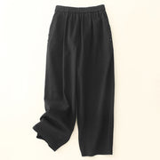 Buddha Stones Casual Snap Buttons Women's Cotton Polyester Pants With Pockets - Black - US8-10，UK/AU12-14，EU40-42 (2XL) - image 8