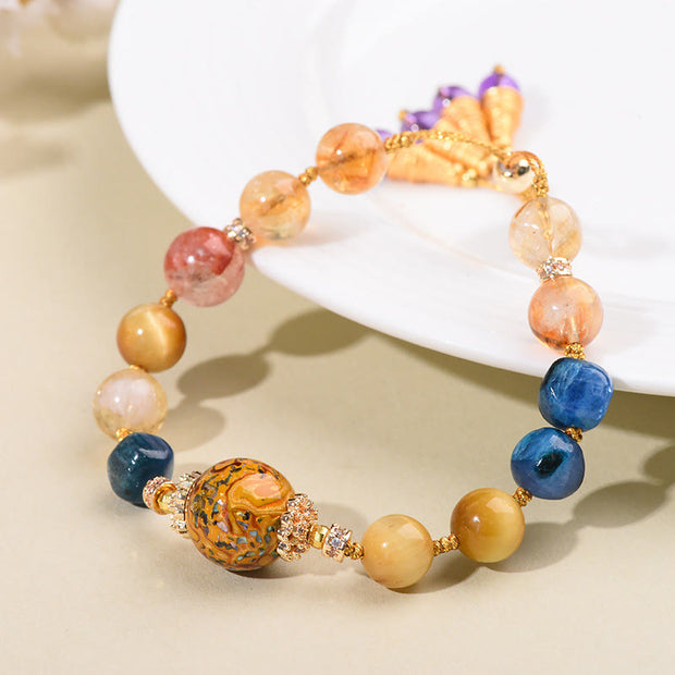 Buddha Stones Tibetan Lacquer Bead Hand-woven Various Crystals Power  Bracelet - image 2