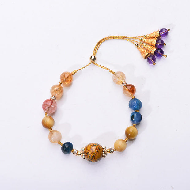 Buddha Stones Tibetan Lacquer Bead Hand-woven Various Crystals Power  Bracelet - image 9
