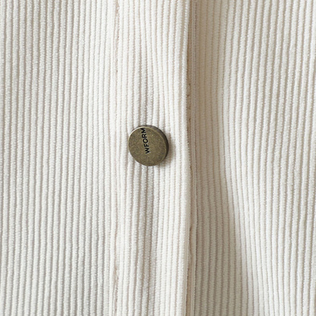 Buddha Stones Commute Plain Buttons Cotton Corduroy Women's Long Sleeve Shirt - image 13