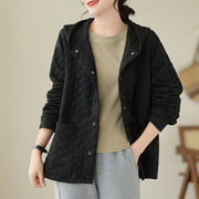 Buddha Stones Plain Hoodie Design Women's Cotton Thermal Long Sleeve Jacket With Pockets - Black - US14，UK/AU18，EU46 (2XL) - image 8
