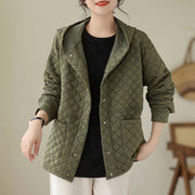 Buddha Stones Plain Hoodie Design Women's Cotton Thermal Long Sleeve Jacket With Pockets - OliveDrab - US14，UK/AU18，EU46 (2XL) - image 0