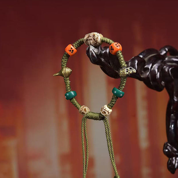 Buddha Stones Tibetan Dragon Pattern Dice Handmade Rope Bracelet - image 2