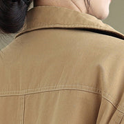 Buddha Stones Plain Lapel Buttons Design Women's Long Sleeve Quilted Cotton Jacket With Pockets - image 6