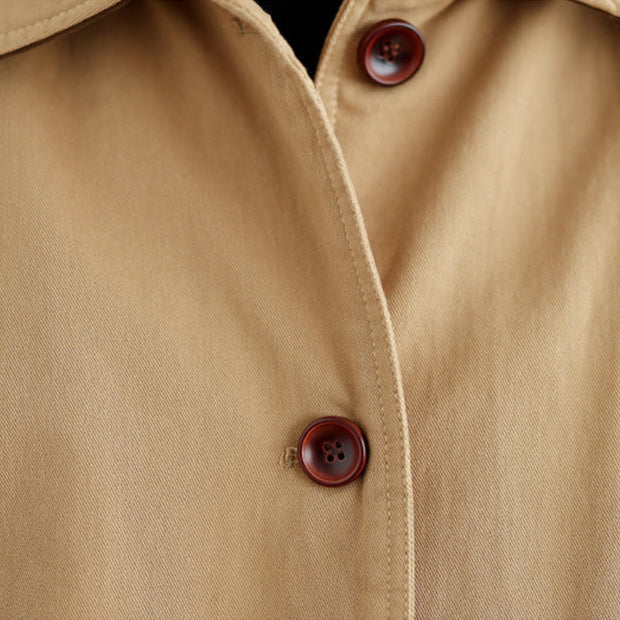 Buddha Stones Plain Lapel Buttons Design Women's Long Sleeve Quilted Cotton Jacket With Pockets - image 5
