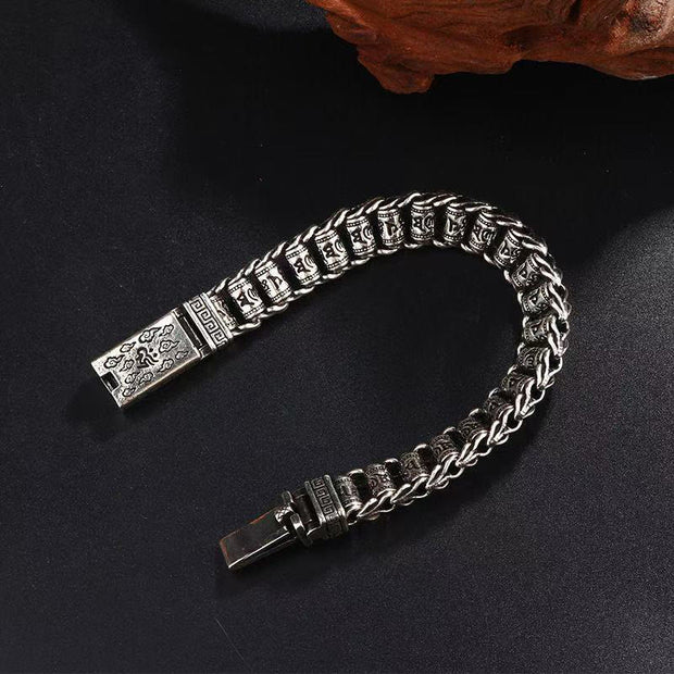 Buddha Stones Tibetan Auspicious Clouds Copper Om Mani Padme Hum Peace Metal Bracelet - image 2