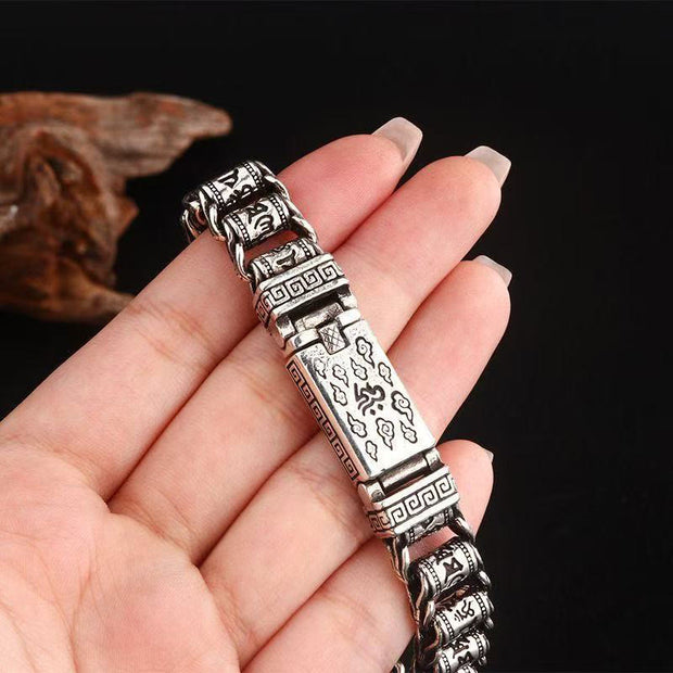 Buddha Stones Tibetan Auspicious Clouds Copper Om Mani Padme Hum Peace Metal Bracelet - image 3