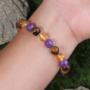 Buddha Stones Amethyst Tiger Eye Citrine Spacer Beads Healing Bracelet - image 3