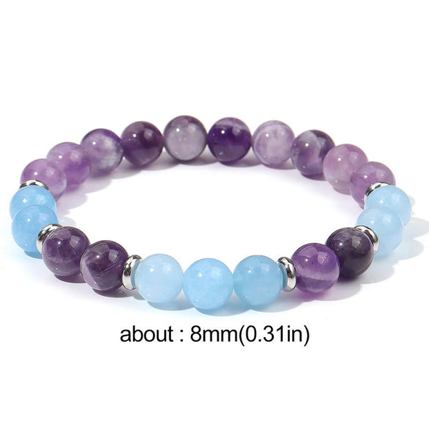 Buddha Stones Amethyst Aquamarine Spacer Beads Peace Bracelet - image 4