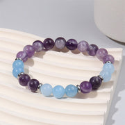 Buddha Stones Amethyst Aquamarine Spacer Beads Peace Bracelet - Amethyst & Aquamarine (Wrist Circumference: 19-22cm) - image 0