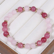 Buddha Stones Strawberry Quartz Pink Crystal Beads Love Positive Bracelet - image 3