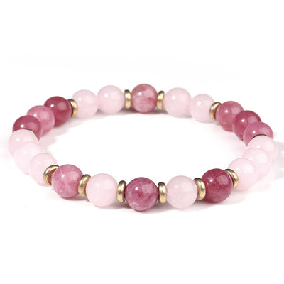 Buddha Stones Strawberry Quartz Pink Crystal Beads Love Positive Bracelet - Strawberry Quartz & Pink Crystal (Wrist Circumference: 19-22cm) - image 0