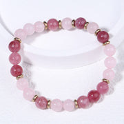 Buddha Stones Strawberry Quartz Pink Crystal Beads Love Positive Bracelet - image 1