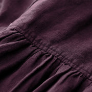 Buddha Stones Fall DarkMagenta V-Neck Buttons Design Cotton Long Sleeve Midi Dress - image 6
