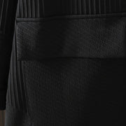 Buddha Stones Pure Color Irregular Design Cotton Turtleneck Long Sleeve Midi Dress With Pocket - image 4