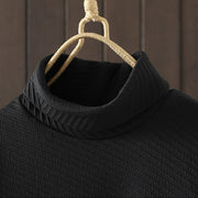 Buddha Stones Pure Color Irregular Design Cotton Turtleneck Long Sleeve Midi Dress With Pocket - image 2