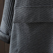 Buddha Stones Pure Color Irregular Design Cotton Turtleneck Long Sleeve Midi Dress With Pocket - image 11