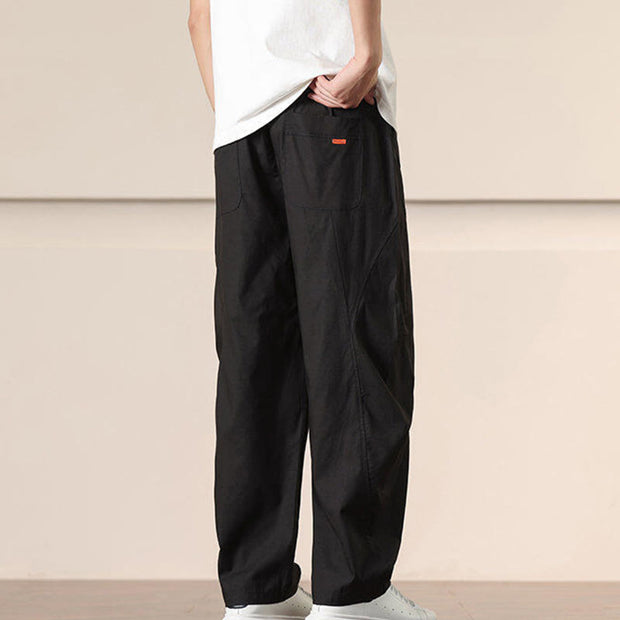 Buddha Stones Commute Spring Solid Color Drawstring Men's Harem Pants With Pockets - image 14