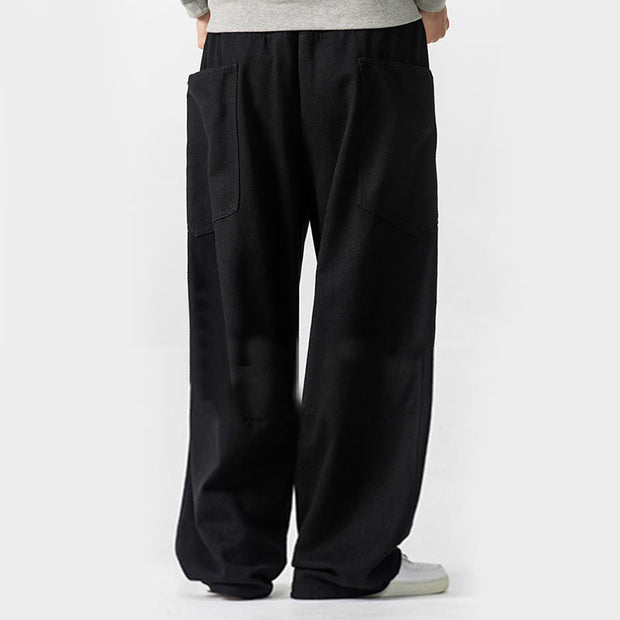 Buddha Stones Fall Pure Color Men's Wide Leg Cotton Drawstring Pants With Pockets - image 28