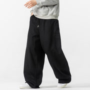 Buddha Stones Fall Pure Color Men's Wide Leg Cotton Drawstring Pants With Pockets - image 30