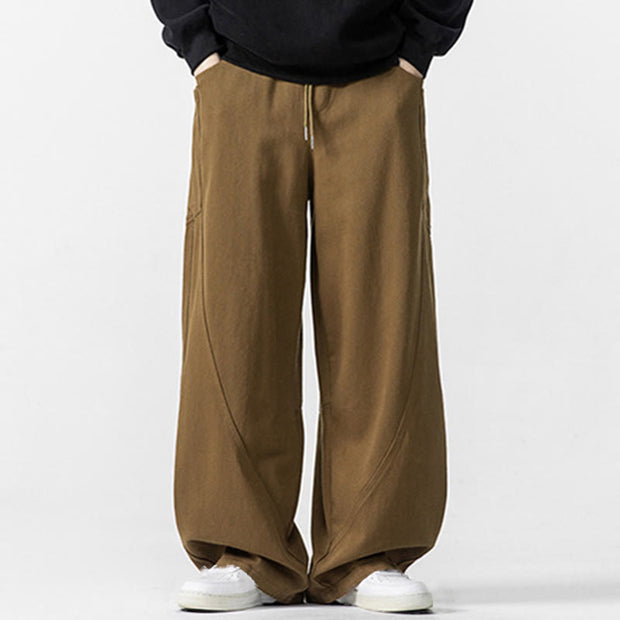 Buddha Stones Fall Pure Color Men's Wide Leg Cotton Drawstring Pants With Pockets - image 17