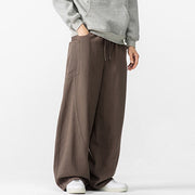 Buddha Stones Fall Pure Color Men's Wide Leg Cotton Drawstring Pants With Pockets - image 3
