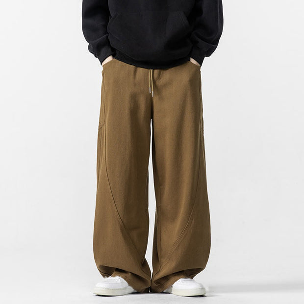 Buddha Stones Fall Pure Color Men's Wide Leg Cotton Drawstring Pants With Pockets - DarkGoldenrod - US/UK/AU46，EU56 (5XL) - image 16